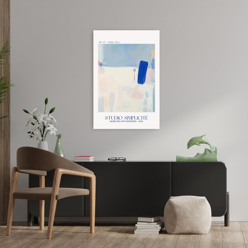 Doux bleu abstrait abstrait, impression d'art mural minimaliste contemporain, 36" H x 24" W