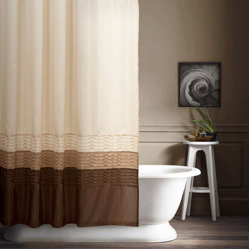 Mia Geometric Shower Curtain, Wheat/Taupe/Choc