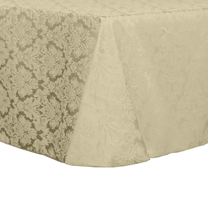 Ultimate Textile Damask Saxony Tablecloth - Scroll Jacquard Design, Cafe, 60" W x 120" L Oval, 2