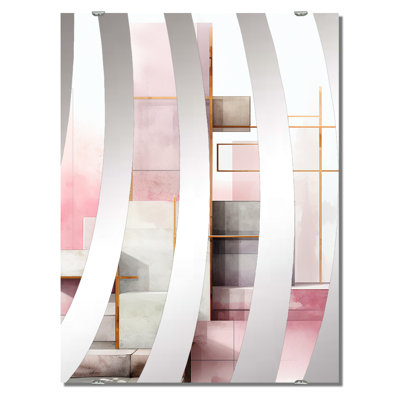 Dimensions des royaumes roses et gris - Grand miroir mural à collages abstraits MIR137300