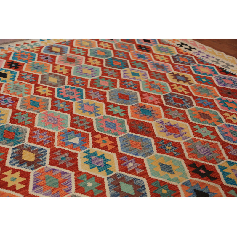 Tapis oriental à motif géométrique Kilim All-Over 8 x 10