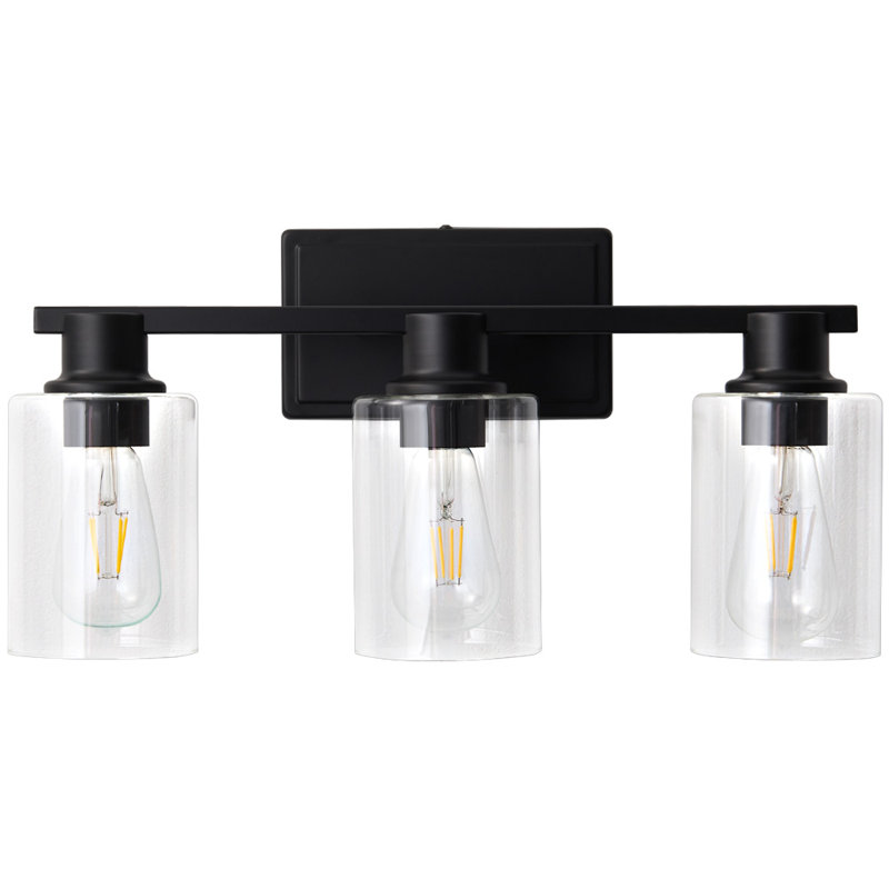 Luminaire de salle de bain noir à 3 lumières à intensité variable Aarif, Noir mat