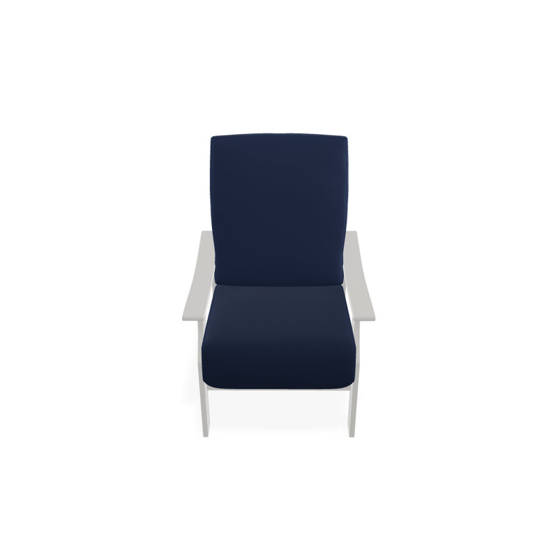 St. Catherine Outdoor Lounge Chair, Textured Snow, Canvas Navy Sunbrella® Canvas