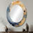 Cream Astrology Nebula Marble II - Navy Oval Wall Mirror Decor-1965808710