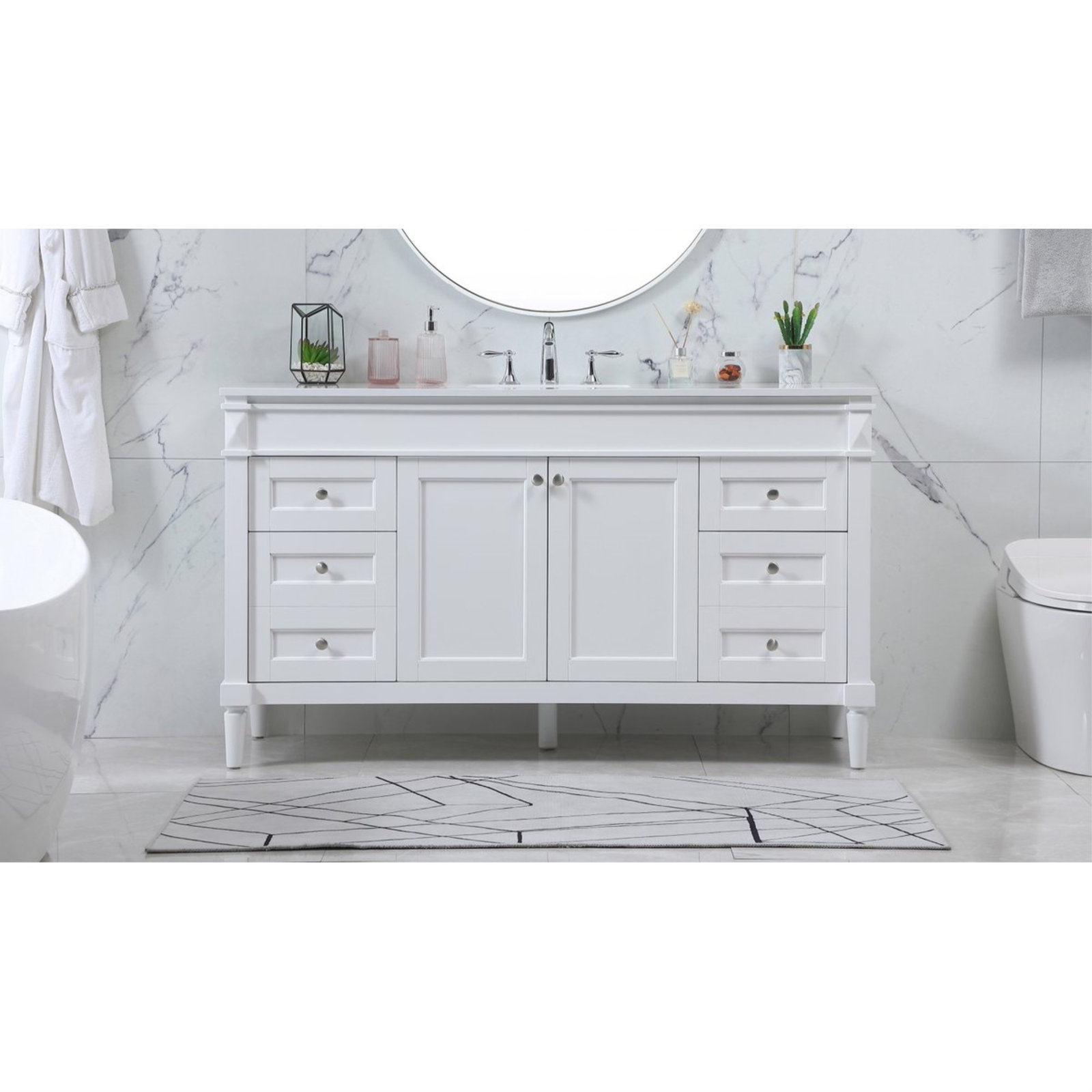 Readington 60'' Single Bathroom Vanity, White