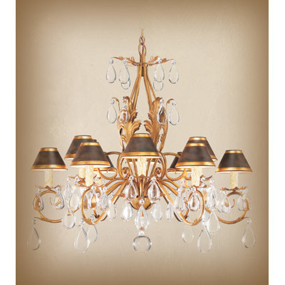 Lustre unique classique / traditionnel à 12 lumières avec détails en cristal