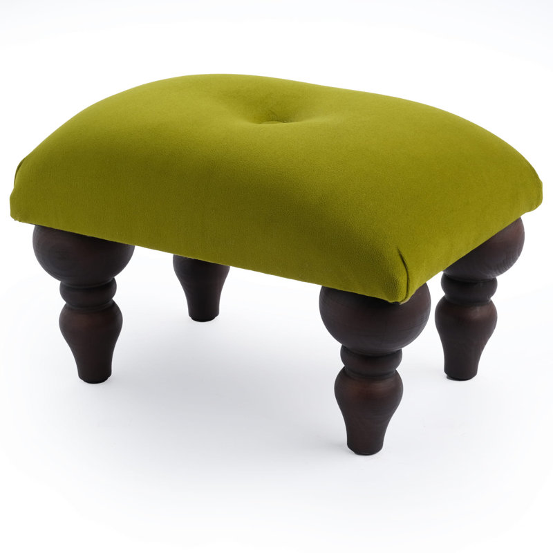 Cowell 38cm Wide Velvet Tufted Square Solid Colour Footstool Ottoman, Green