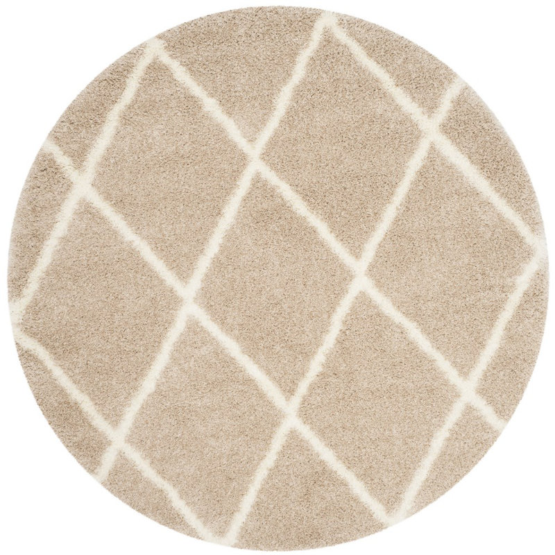 Amhold Shag Performance Geometric Rug, Round 6'7"
