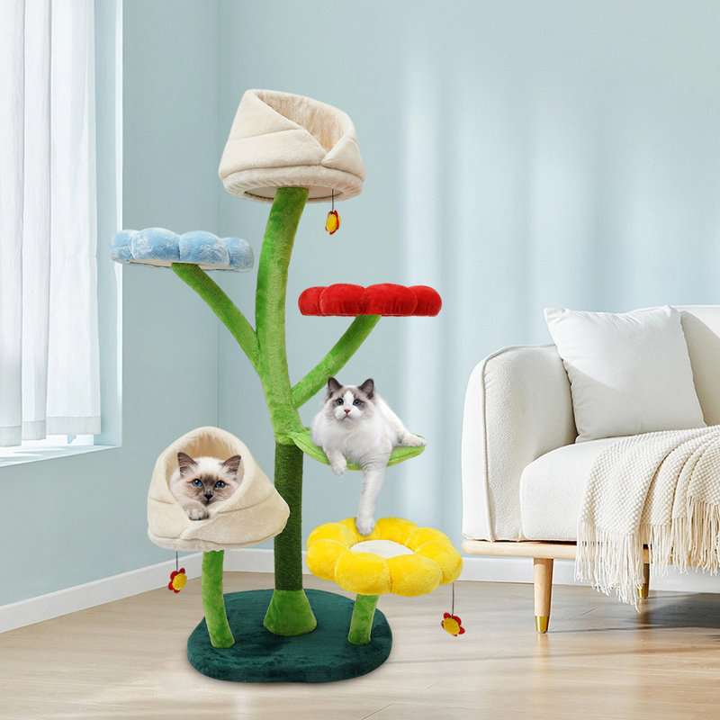 Epifano 63.8'' H Floral Cat Tree with Hammock and Condo