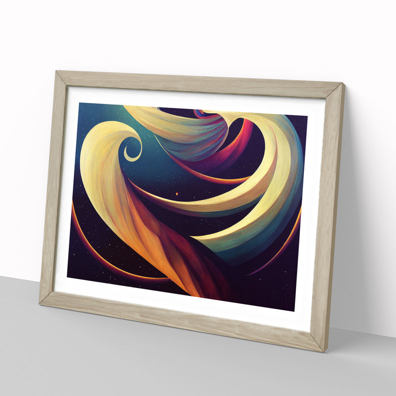 Galaxy Art Nouveau Abstract 1 Piece Single Picture Frame Wall Art, 34cm H x 46cm W x 2cm D, Oak Framed