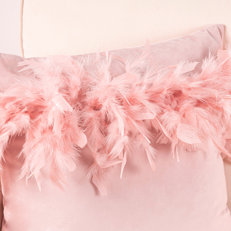 Housse de coussin en plumes, H 18 po x l 18 po, Rose clair, Pillow Cover & Insert