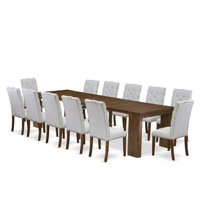 Extendable Dining Set Includes a Xtenczar Table and Linen Fabric Dining Chairs