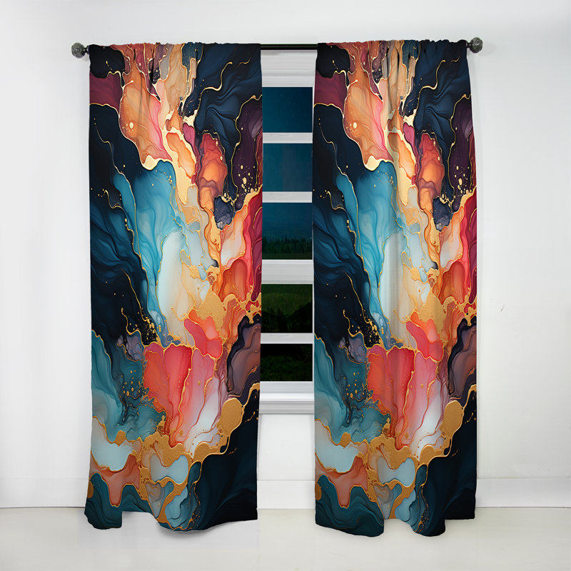 Rideau obscurcissant abstrait 1 pièce Jolle, L 52 po x L 120 po