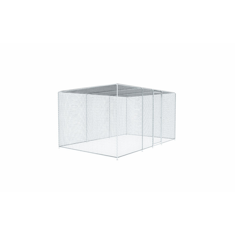 Enclos galvanisé 13 x 8 x 6,5 pi pour cour, filet, porte verrouillable, protection prolongée et imperméable, acier galvanisé