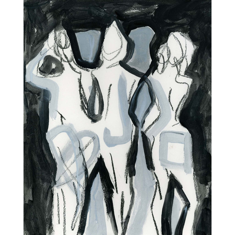 Noir triple nus 1, H 40 po x l 32 po, Toile tendue
