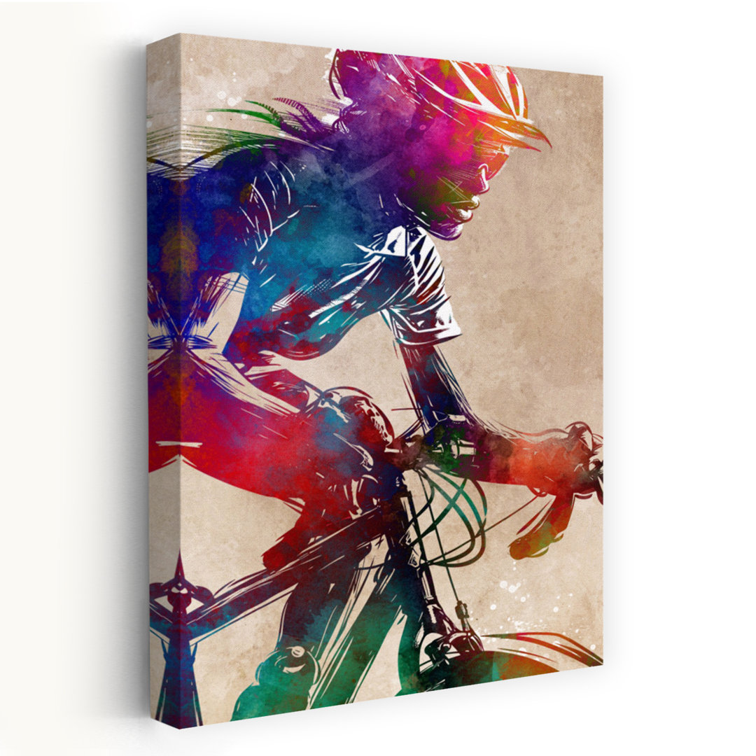 Dynamic Cycling Watercolor Abstract Contemporary City Architecture Wall Art Print