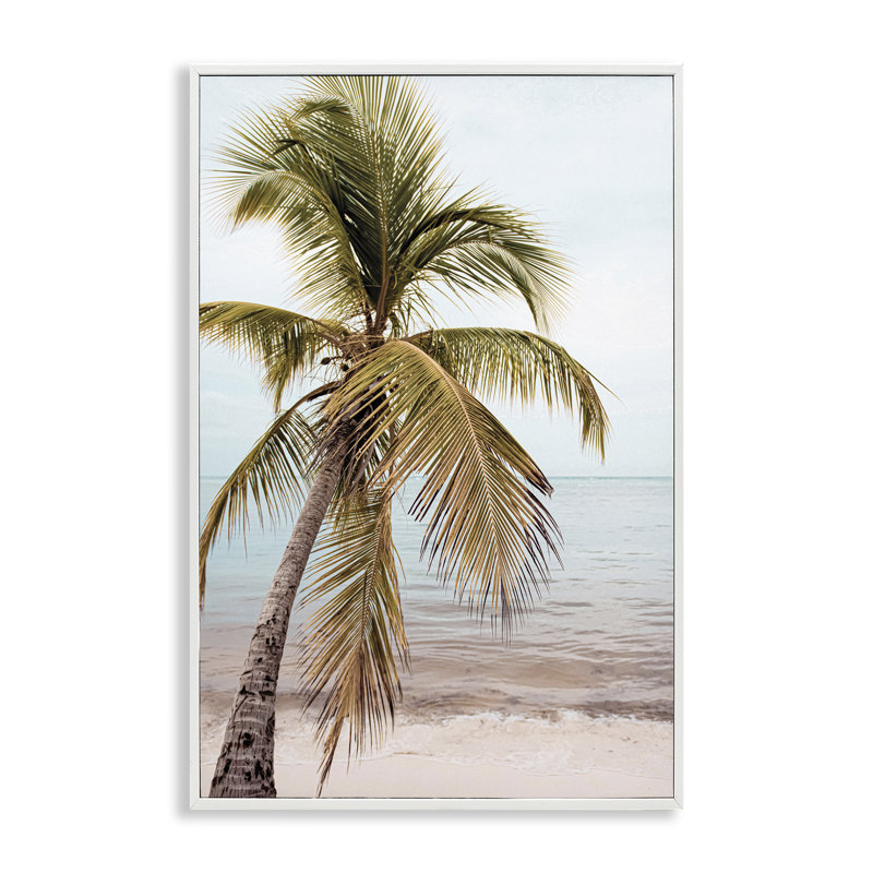 «California Summer Palm», estampe numérique par Nataly White, Estampe numérique encadrée blanc bord de mer, H 30 po x l 20 po