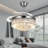 Silver Crystal Ceiling Fan With Light - 3 Colour Changing Dimmable Led, Remote Control