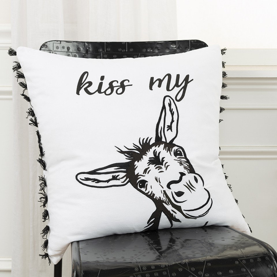ZeaZu Black And White Humorous Donkey Throw Pillow Wayfair