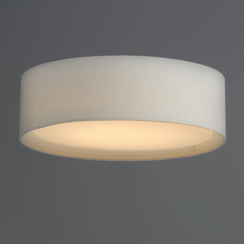 Plafonnier encastré cylindrique à DEL 1 lumière Jessalyn, H 5,5 po x l 16 po x P 16 po, Lin avoine