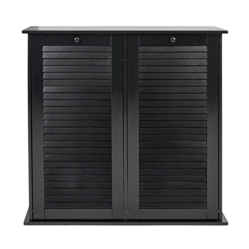 Black Tilt-Out Cabinet Laundry Sorter with Shutter Front