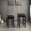 Tabourets de pub de 29 pouces (de 2), siège en bois avec similicuir noir, mobilier de salle à manger transitionnel, structure de couleur unie-51952944