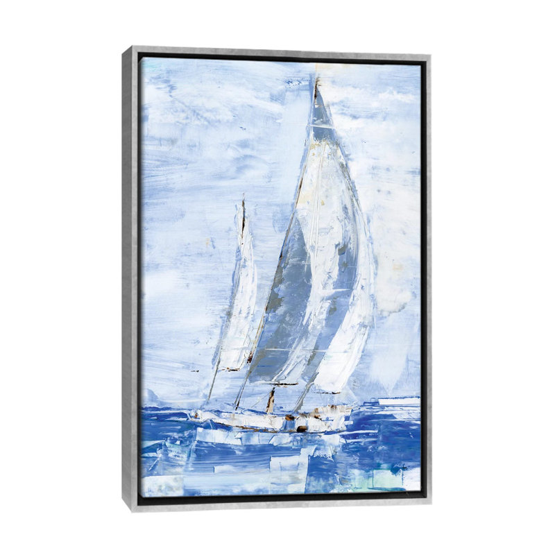 «Blue Sails II» par Ethan Harper - reproduction d'art, Pas de tapis, H 48 po x l 32 po x P 1,5 po, Toile avec cadre argenté
