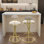 Ensemble de 2 tabourets de bar ronds modernes avec dossier en velours et structure en métal
