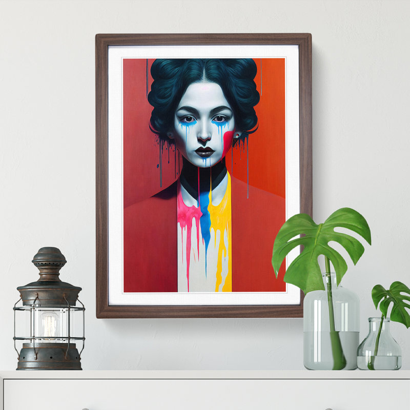 Painted Woman No.3 Abstract - Wall Art, 34cm H x 25cm W, Walnut Framed