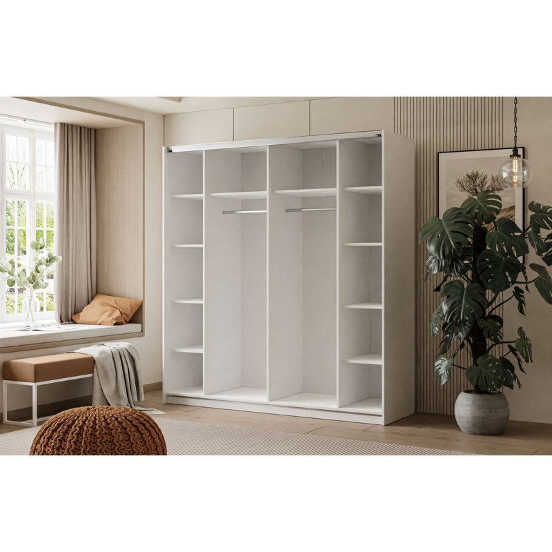 Varonique 2 Door Sliding Wardrobe, 215cm H x 194cm W x 62cm D, White