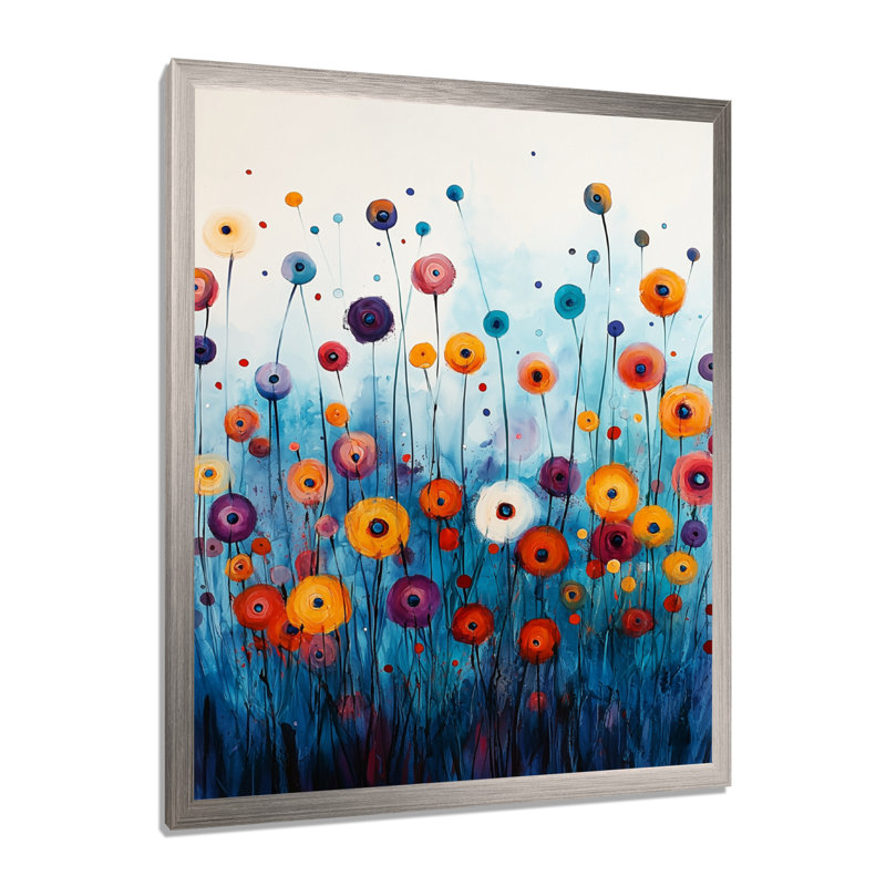 Carncastle - salon d'art mural floral, H 20 po x l 12 po, Picture Framed, Argent argent