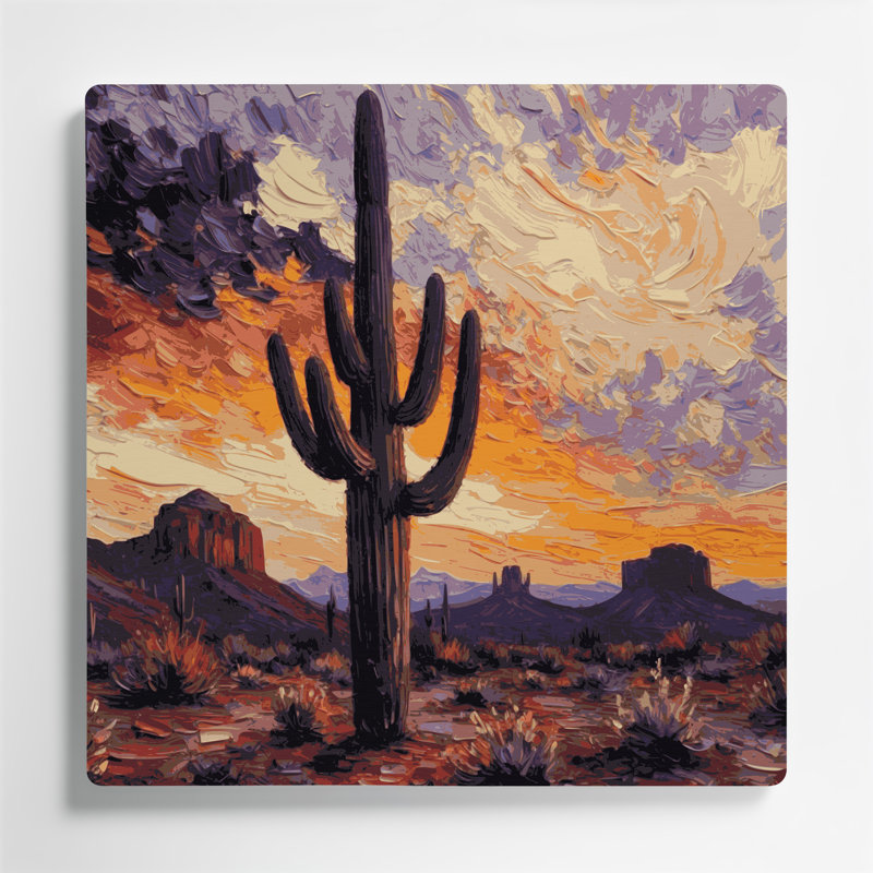 «Southwestern Plants Saguaro Cactus 189», art mural en métal brun