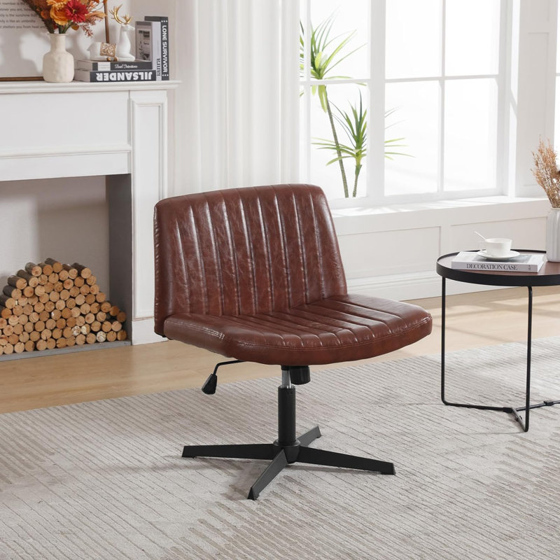Recliner Without Armrests, Office Chair, Desk Chair Swivel Chair, Ergonomic Chair, Artificial Leather Chair, Height-Adjustable Chair, 360° Swivel, Upholstered Chair, With Rocking Function, Brown