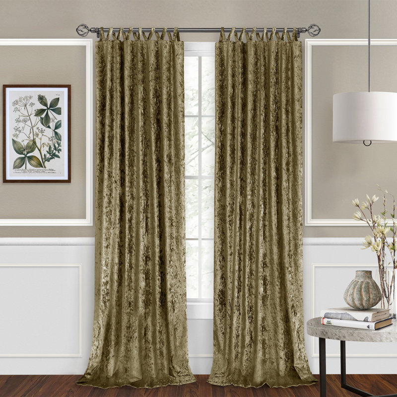 Hemphill Elegant Synthetic Light Filtering Solid Criss-Cross Semi-Sheer Tab Top Curtain Panels, 50" W x 63" L, Earth