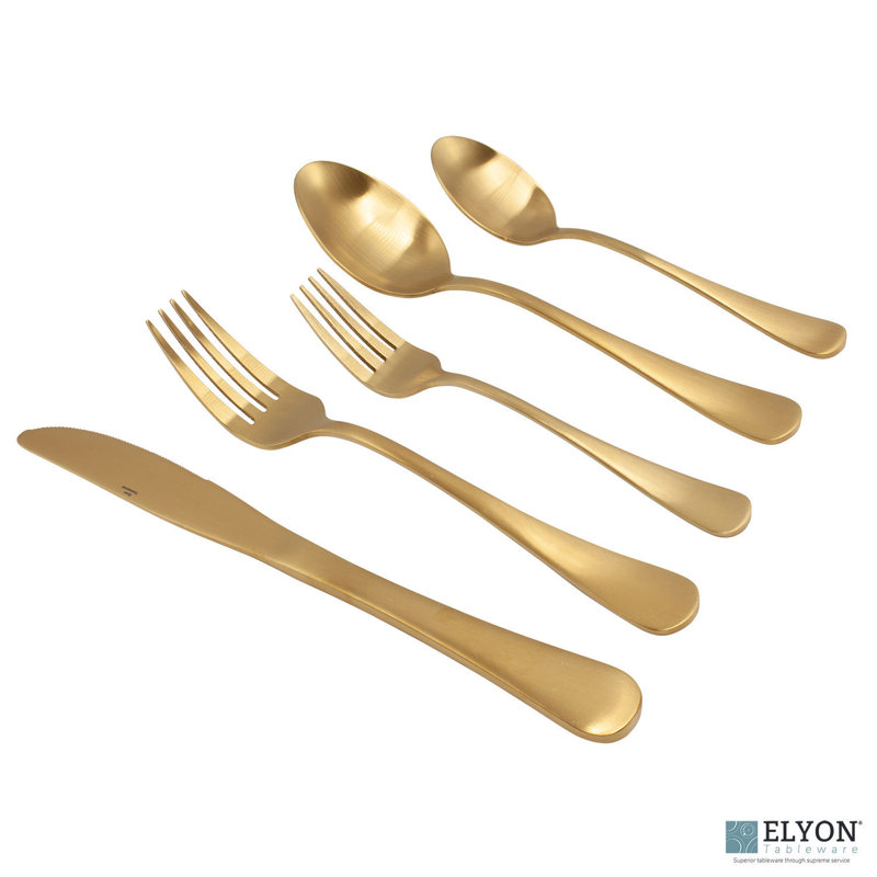Service de couverts en acier inoxydable 20 pièces pour 4 personnes Elyon Llyly Matte, Or