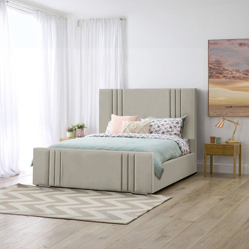 Adelpho Upholstered Bed, Silver, Double (4'6)