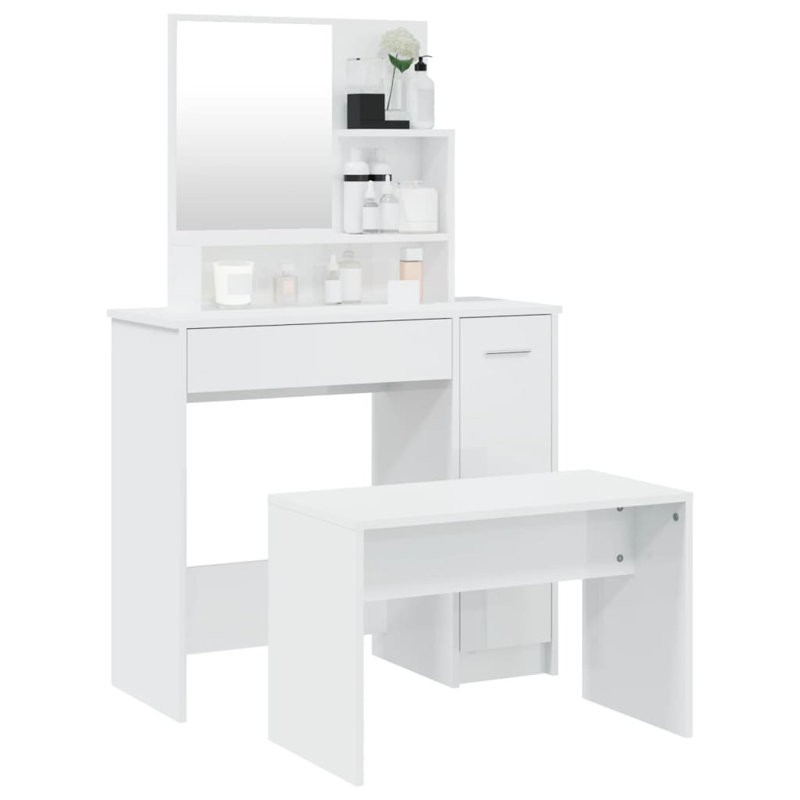 Libaan Dressing Table with Mirror, High Gloss White