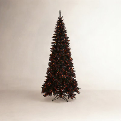 Black Fir Flocked Pre-Lit Christmas Tree