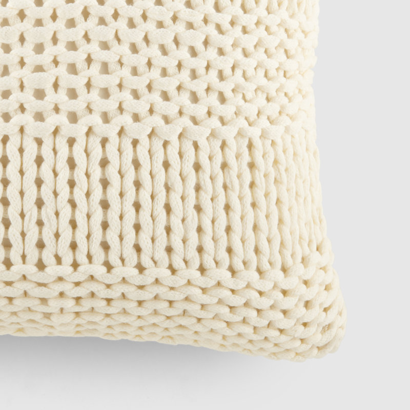 Cozy Chunky Knit Acrylic Decor Throw Pillow, Ivory