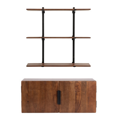 Warrick Wall Cabinet and Tiered Shelf Set