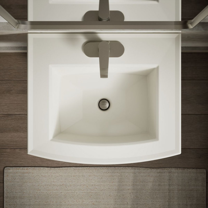Archer 24" Rectangular Pedestal Bathroom Sink with Widespread Faucet Holes, Biscuit, 4" Centers