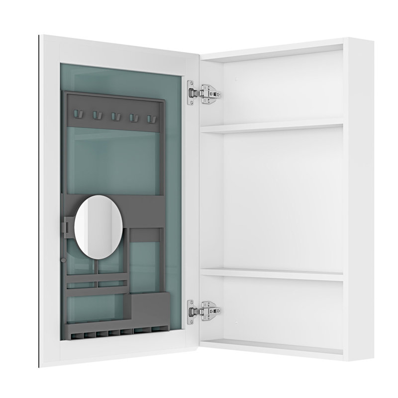 Armoire de rangement pour pharmacie de salle de bain 20 po x 30 po - Miroir biseauté, options spacieuses offertes, bois d'ingénierie, porte coulissante, ouverture à gauche, espace de rangement blanc généreux, charnières à fermeture en douceur, gauche