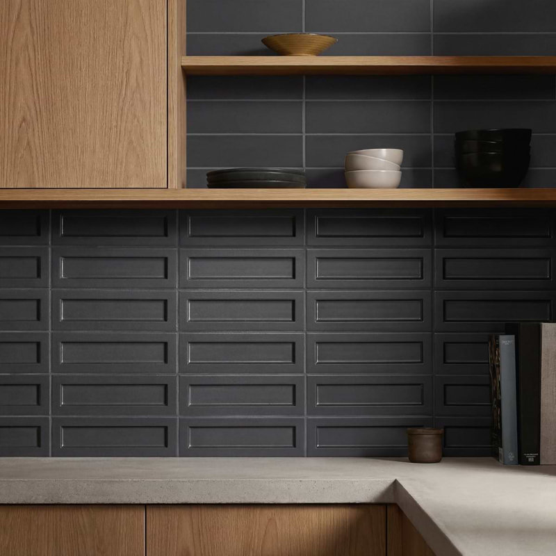 Arlo 3X11 3D Matte Ceramic Wall Tile, Black