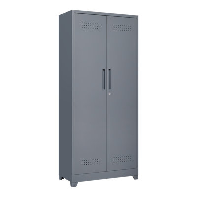 72" Heavy-duty Metal Storage Locker With Locking Doors | Adjustable Shelves & Hanging Rod | Multi-use Broom & Tool Cabinet For Garage, Office, Kitchen, And Shop