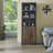 3 Open Shelves Cabinet With Port And 1 Door In Rustic Brown For Guest Room Freestanding
