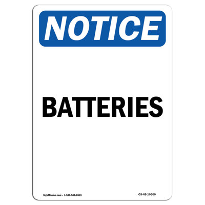 Batteries Aluminum Sign 18 x 24