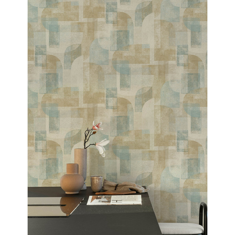 Papier peint géométrique Cassandra, Bleu