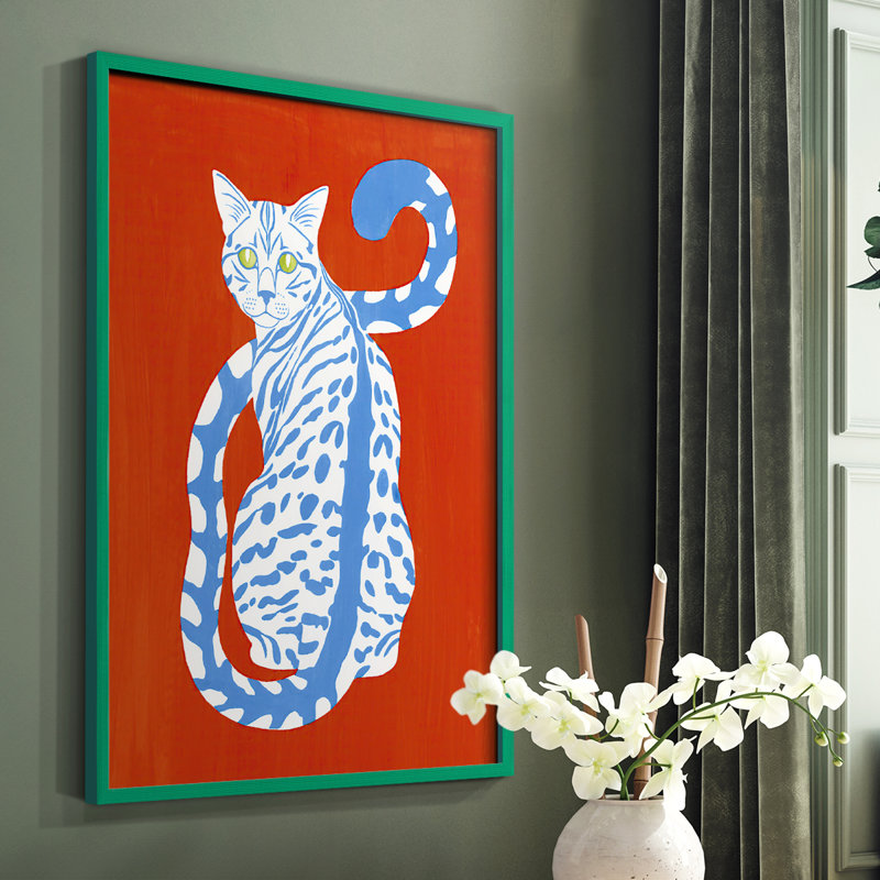 «Complementary House Cat II», reproduction encadrée - bois massif, Vert, H 10 po x l 8 po