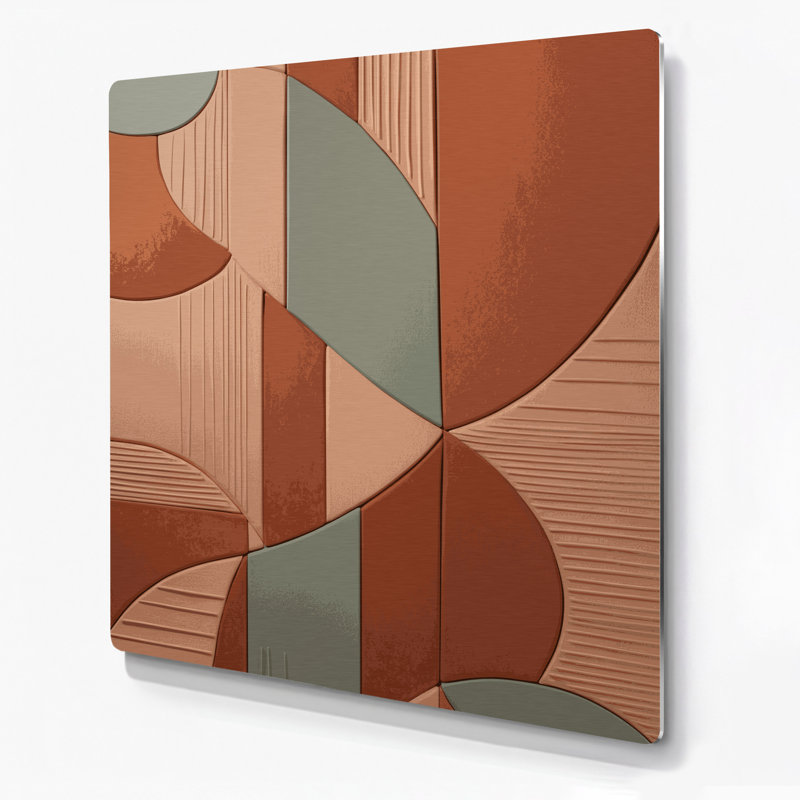 «Abstract Shapes» 81, art mural en métal brun