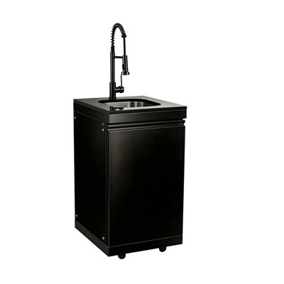 Armoire d'évier à double porte avec robinet, cuisine d'extérieur en acier inoxydable, acier 304, résistance à la rouille et à la décoloration, trous pré-découpés pour l'installation, panier de capture amovible, îlot de cuisine de 36 po de haute